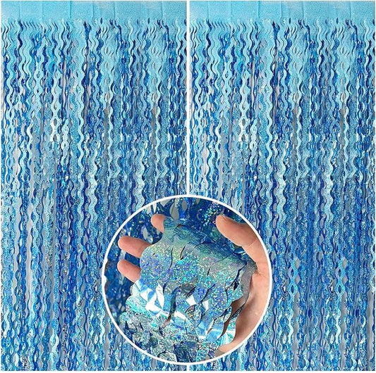 Tinsel Foil Fringe Curtains Wavy Backdrop for Parties Sparkle #4