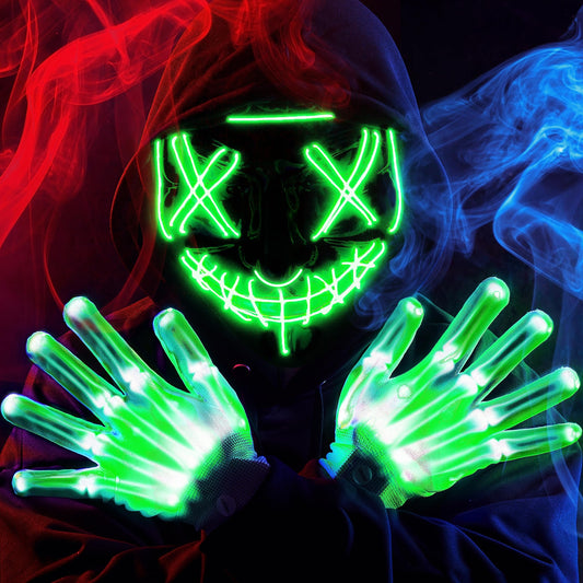 JOYIN Halloween Led Mask, Light Up Mask and Gloves for Cosplay Costume