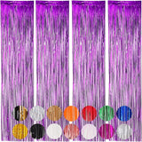 Voircoloria 4 Pack Purple Foil Fringe Backdrop Curtains, Tinsel