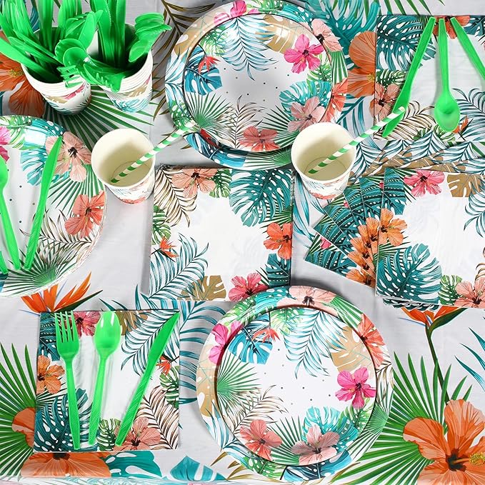 194 Pcs Hawaiian Luau Party Decorations Supplies Set Tropical