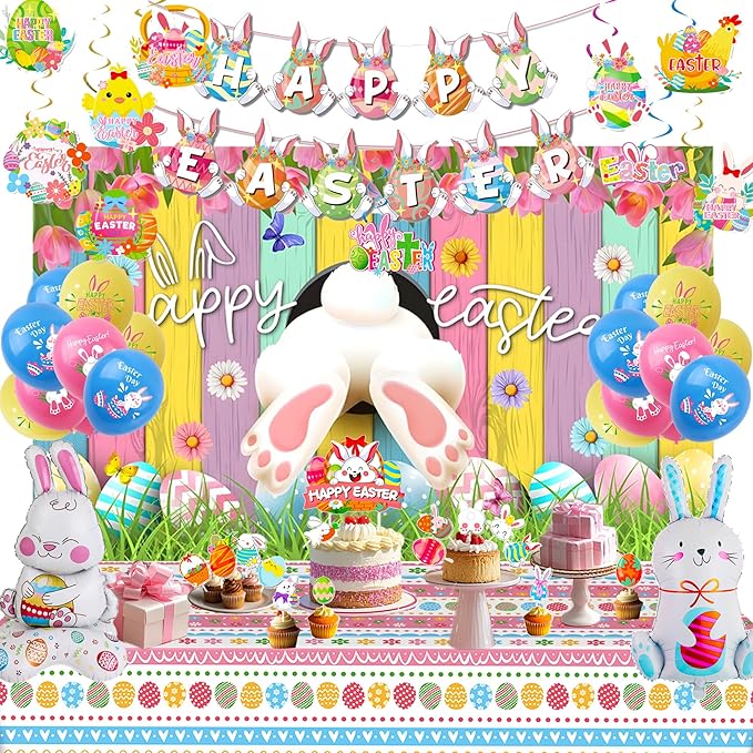 Easter Themed Party Decorations Happy Easter Banner Rabbit Egg