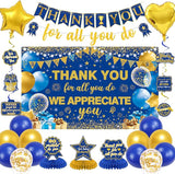 Vlipoeasn We Appreciate You Banner Decorations, Blue Gold Thank You
