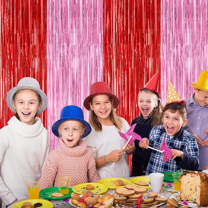 2 Pack Backdrop Curtains, 3.28 Feet x 7.05 Feet Red Pink Backdrop,