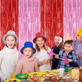 2 Pack Backdrop Curtains, 3.28 Feet x 7.05 Feet Red Pink Backdrop,