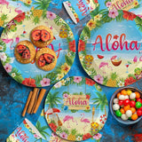 140Pcs Hawaiian Aloha Party Supplies Tableware Set Luau Tropical