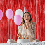8 Pack Red Backdrop, 3.28 FT x 7.05 FT Streamer Party Decorations,