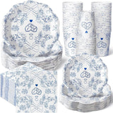 250 Pcs Something Blue Disposable Plates and Napkins Bridal Shower