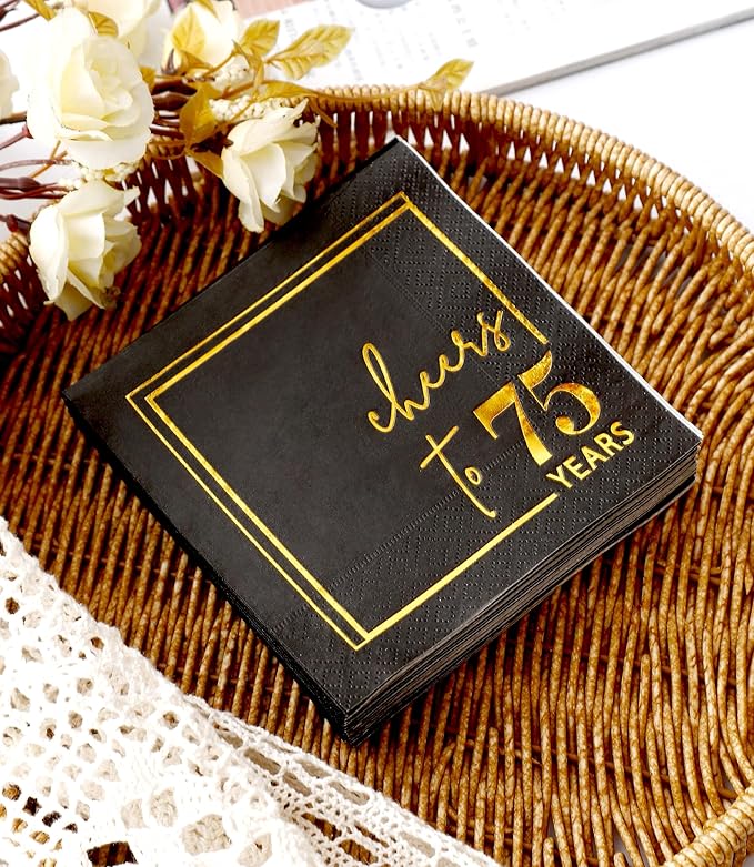 Cheers to Years Cocktail Napkins - 50 PK - 3-Ply Birthday Napkins 5x5
