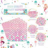 96 PCS Mermaid Party Plates & Napkins Set Serve 24 Disposable