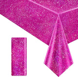 Just Shimmer 1 Pcs Fuchsia Hot Pink Holographic Tablecloths 40" x