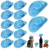 Sotiff 12 Pcs Mini Cowboy Hat Tiny Disco Glitter Hats for Crafts Blue