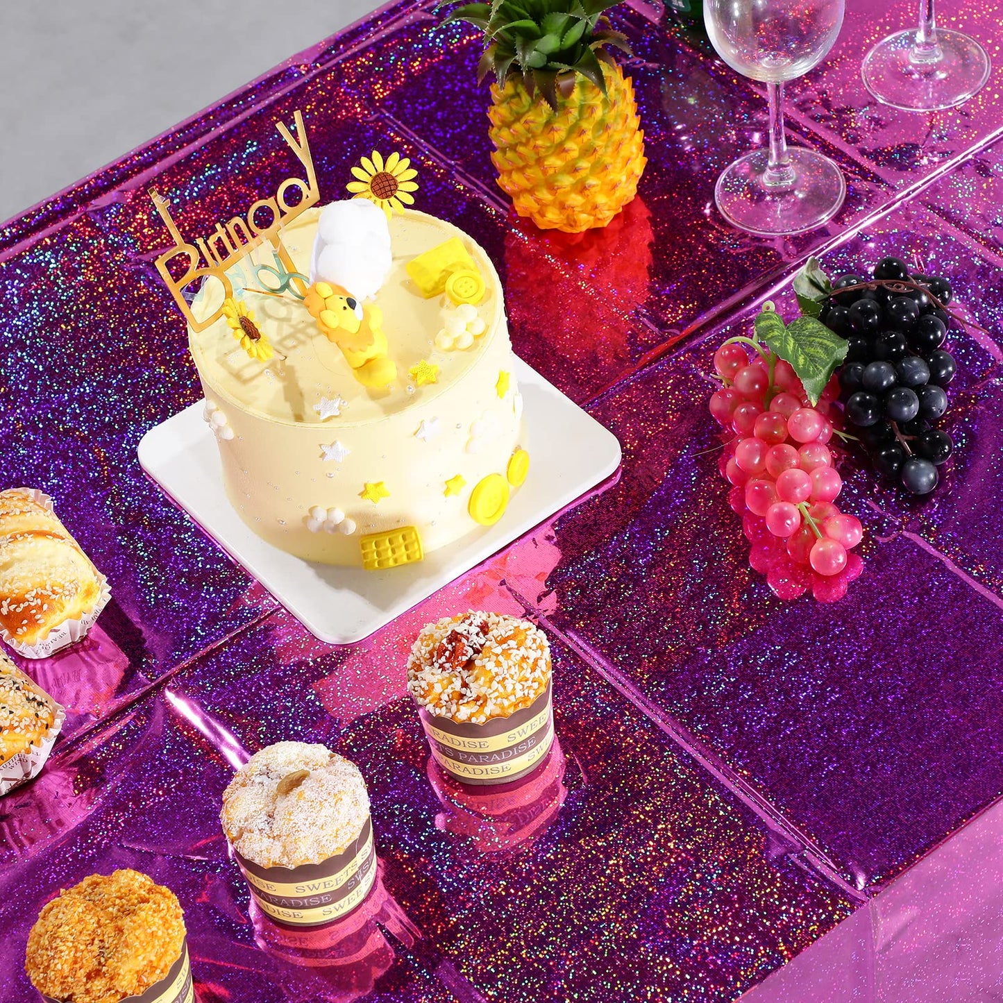 8 Pack Iridescence Plastic Tablecloths Shiny Disposable Laser
