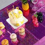 8 Pack Iridescence Plastic Tablecloths Shiny Disposable Laser