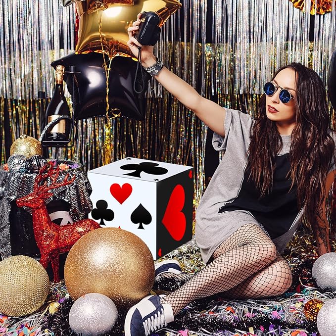 12 PCS Casino Theme Party Decoration 11.8 Inches Poker Favor Boxes