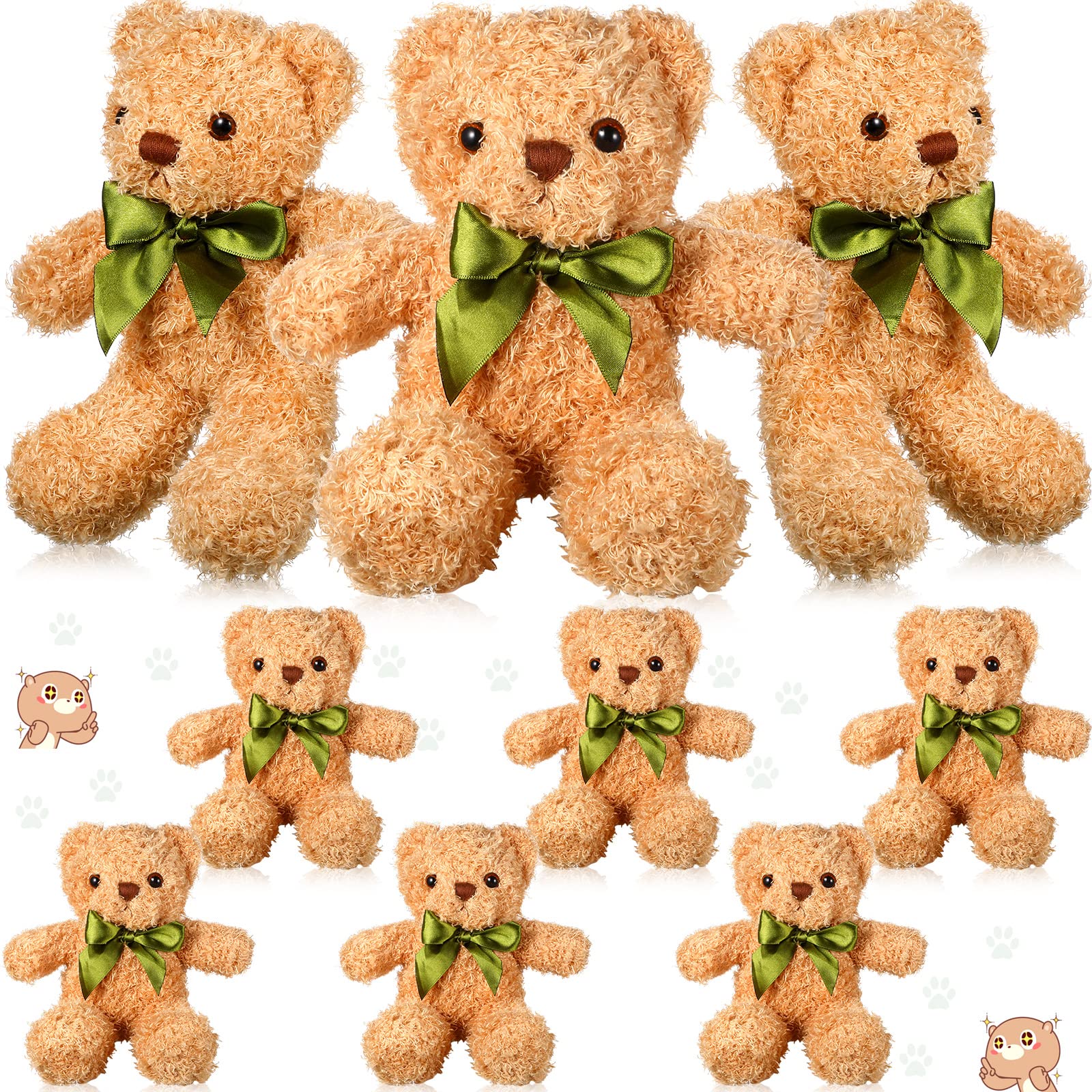 Zhanmai 9 Pieces Cute Bear Stuffed Animals 10 Inch Soft Plush Stuffed