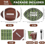 144 Pieces Football Party Decorations Disposable Football Tableware
