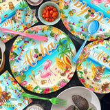 Hawaiian Flamingo Party Supplies Tableware Set Tropical Luau