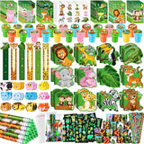 120Pcs Jungle Safari Party Favors Zoo Animals Sticker Stampers Slap