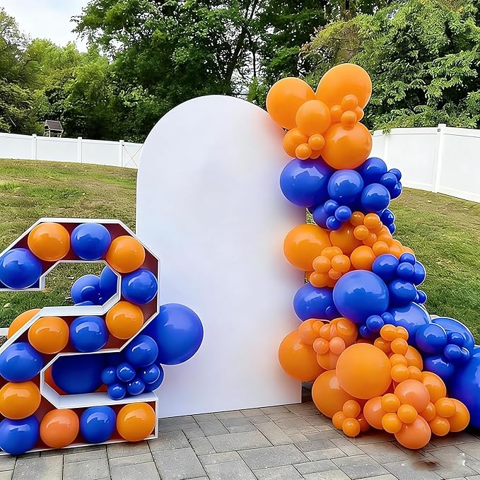 YMSZ Blue and Orange Balloons Arch Kit, 134pcs Royal Blue and Orange
