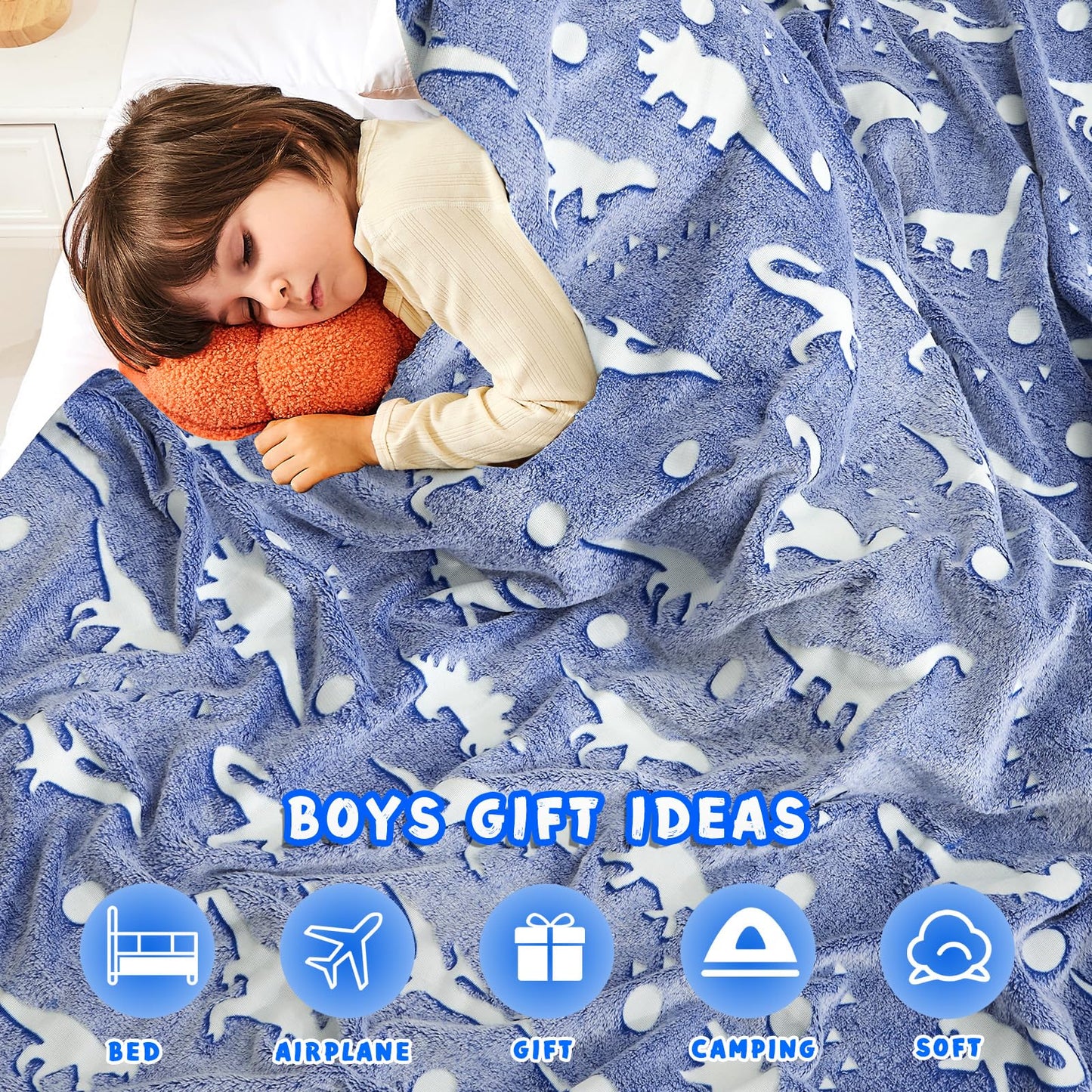 inhand Dinosaur Toys for Kids Glow in The Dark Dinosaur Blanket