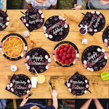 96Pcs Retirement Party Decorations Black Rose Gold Retirement Plates