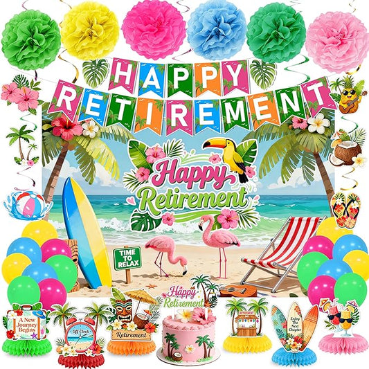 Luau Hawaiian Retirement Party Decorations Tropical Happy Retirement