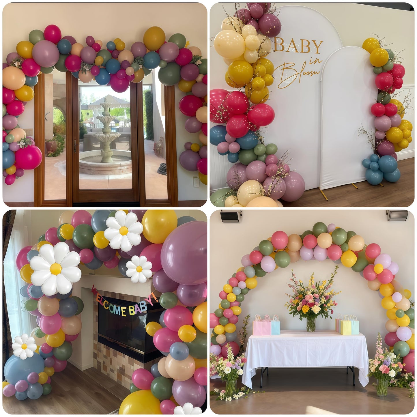 Boho Rainbow Balloons Retro Colorful Floral Balloon Assorted Colors