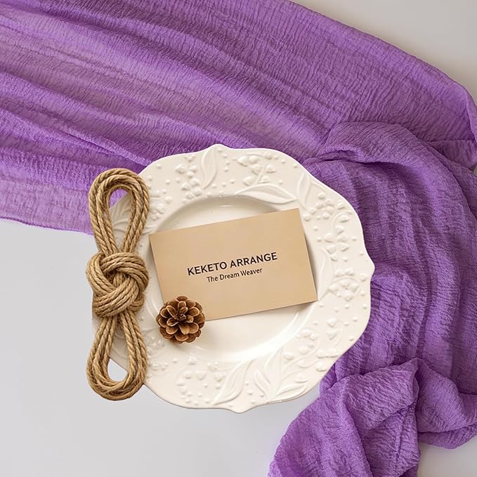 Keketoarrange Spring Table Runner Lavender Gauze Rustic Boho Lilac