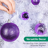 Prextex 36-Pieces Purple Christmas Ornaments Set - Shatterproof,
