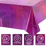 8 Pack Iridescence Plastic Tablecloths Shiny Disposable Laser