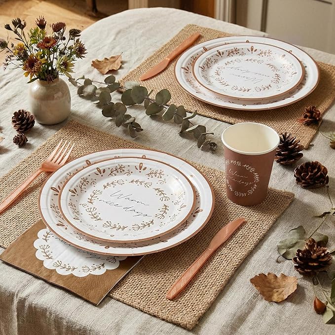 144Pcs Boho Birthday Party Supplies Decorations Brown Flower Paper