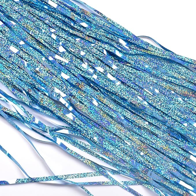 BRAVESHINE Pink Blue Tinsel Foil Fringe Curtains - 2Pcs 3.2x8.2ft