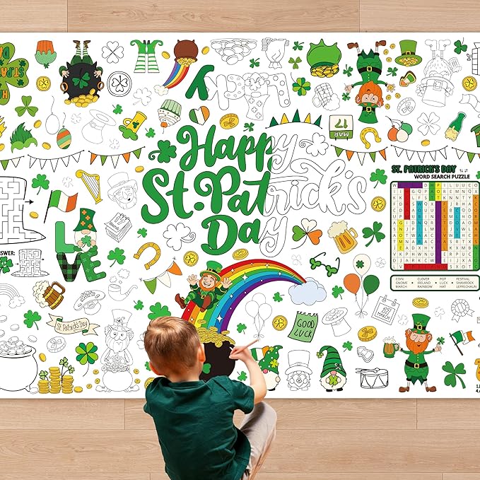 QZYL 54" x 108" Coloring St Patricks Day Crafts, Giant Coloring Table
