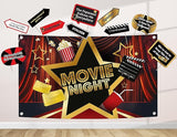 Movie Night Party Decoration Kit Includes Photography Backdrop & 10
