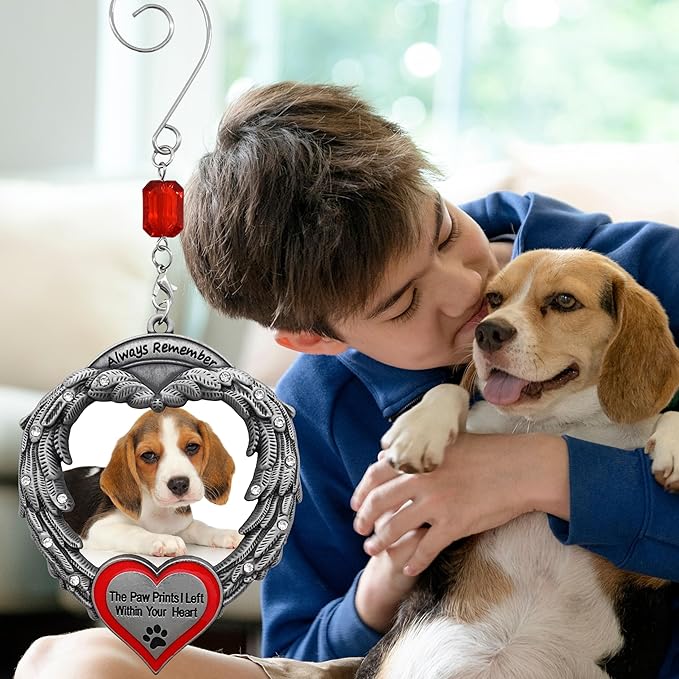 Pet Memorial Photo Christmas Ornament - Always Remember The Paw