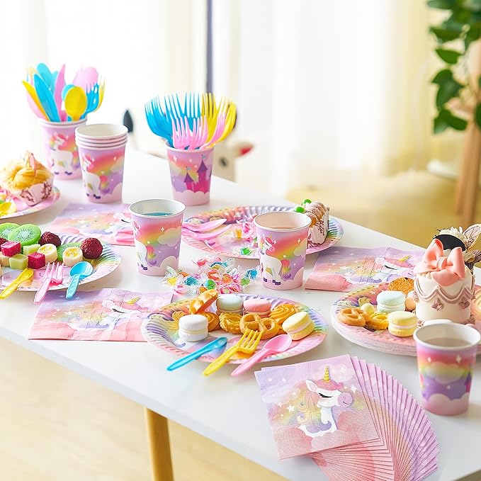 145 Pcs Unicorn Birthday Party Supplies with Unicorn Banner for