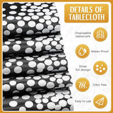 Breling 24 Packs Black and Silver Disposable Plastic Tablecloths and