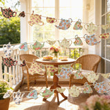SUNBEAUTY Tea Party Decoration Teapot Bunting Garland Spring Garden