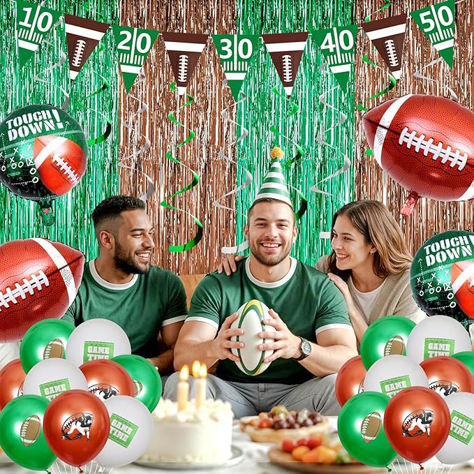55Pcs Football Party Decorations Streamers Balloons Football Photo