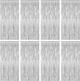 8 Pack Silver Backdrop, 3.28 FT x 7.05 FT Birthday Backdrop, Metallic