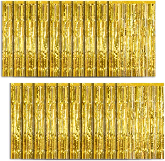 20 Pack Foil Curtain Backdrop Gold Metallic Tinsel Foil Fringe