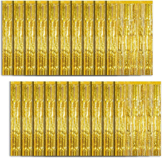 20 Pack Foil Curtain Backdrop Gold Metallic Tinsel Foil Fringe
