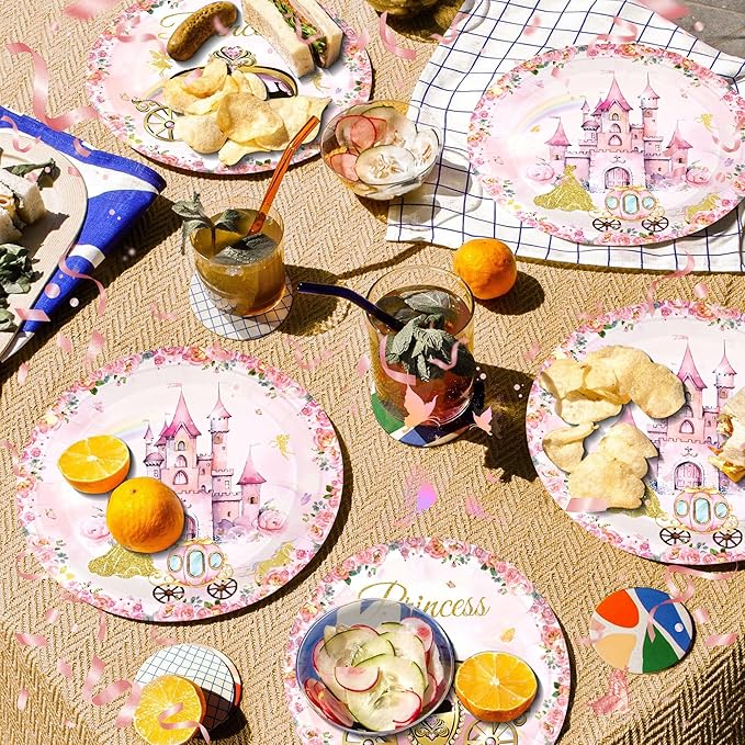 96 PCS Princess Party Plates Serve 24 Princess Plates and Napkins