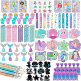 120Pcs Mermaid Party Favors Stickers Pencils Notebooks Stampers