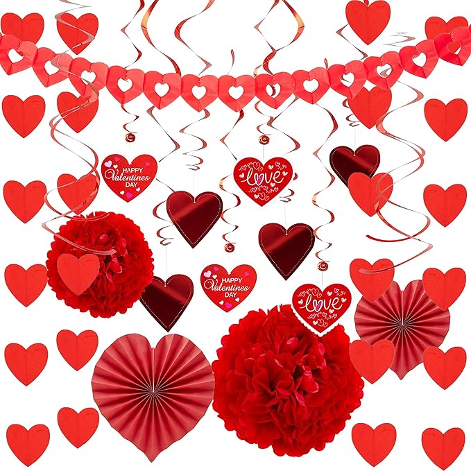 27 Pieces Valentines Day Swirl String Cutout Decoration Kit with