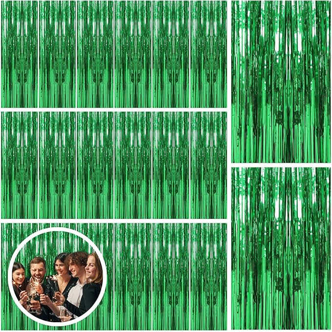 10 Pack Green Streamers Backdrop Jungle Party Decorations Foil