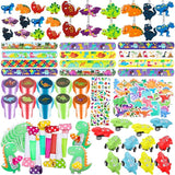 132Pcs Dinosaur Party Favors Dinosaur Rings Slap Bracelets Tattoos