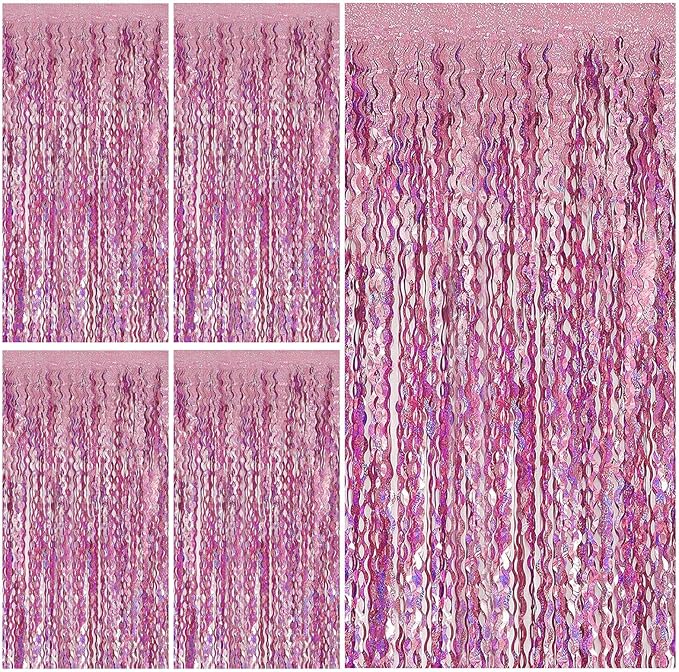 Tinsel Foil Fringe Curtains Wavy Backdrop for Parties Sparkle #9