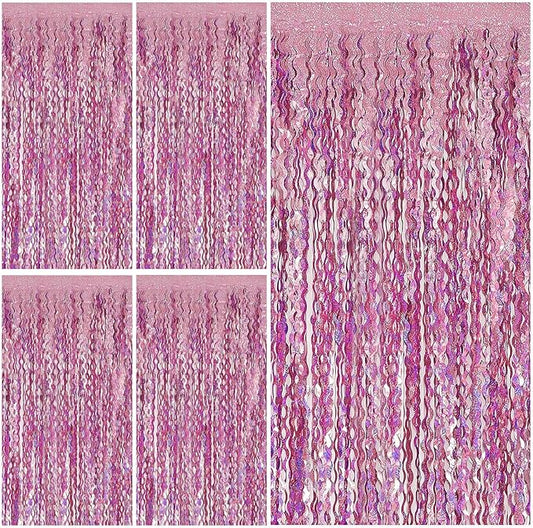 Tinsel Foil Fringe Curtains Wavy Backdrop for Parties Sparkle #9