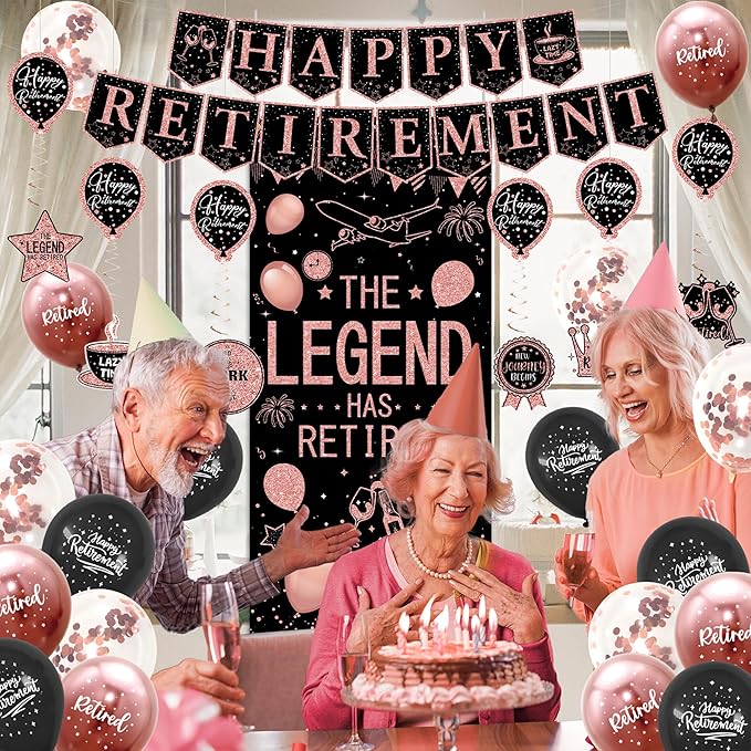 Retirement Party Decorations Women Blue and Pink Happy Retirement
